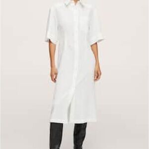 MANGO Size 10 white button up dress with back slit.